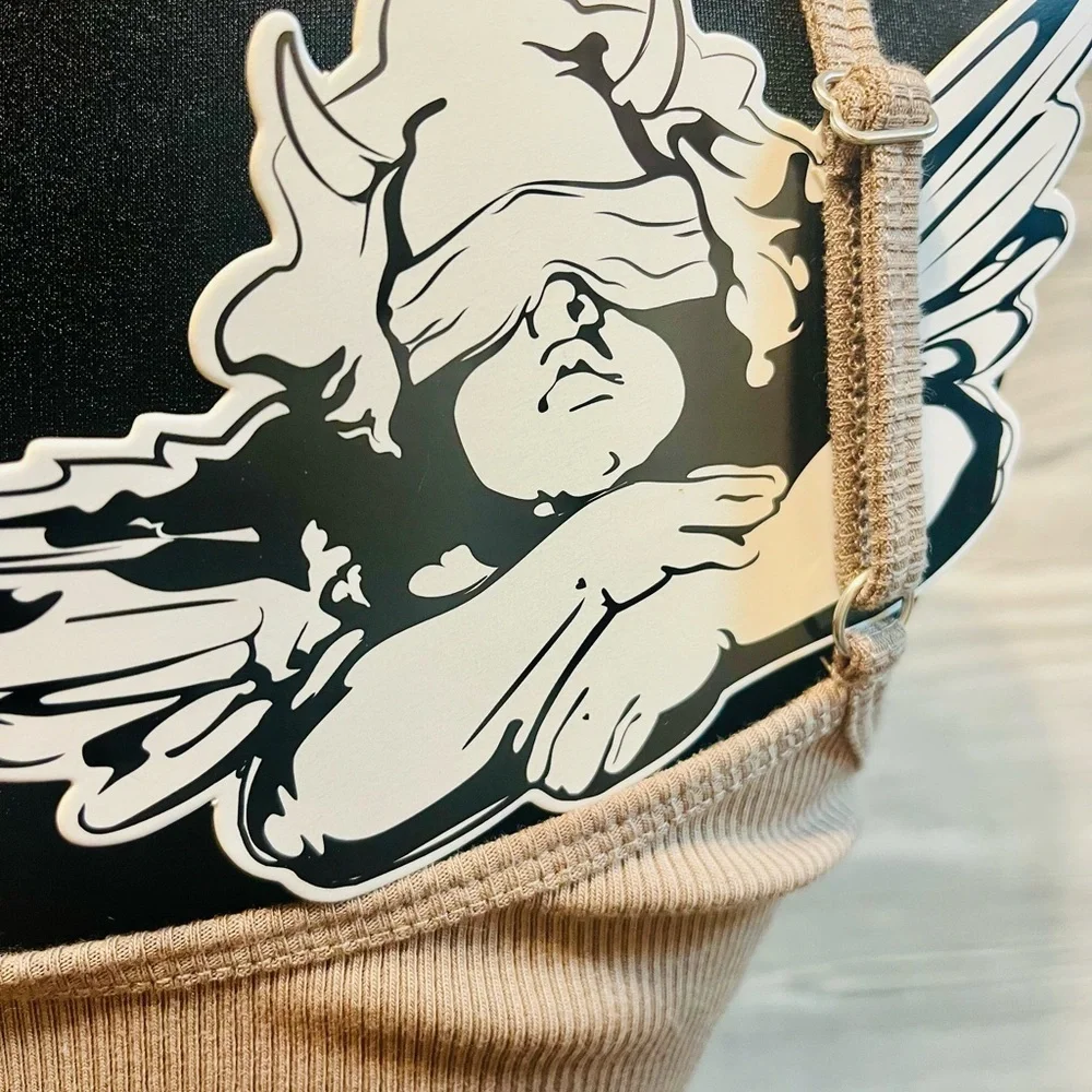 NWT Boys Lie Brown/Tan  Camisole with Blue Graphic Size M/L Rhinestone - Picture 10 of 15